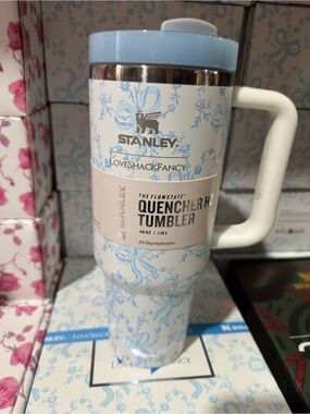 Stanley Light Blue and White Floral Quencher Tumbler